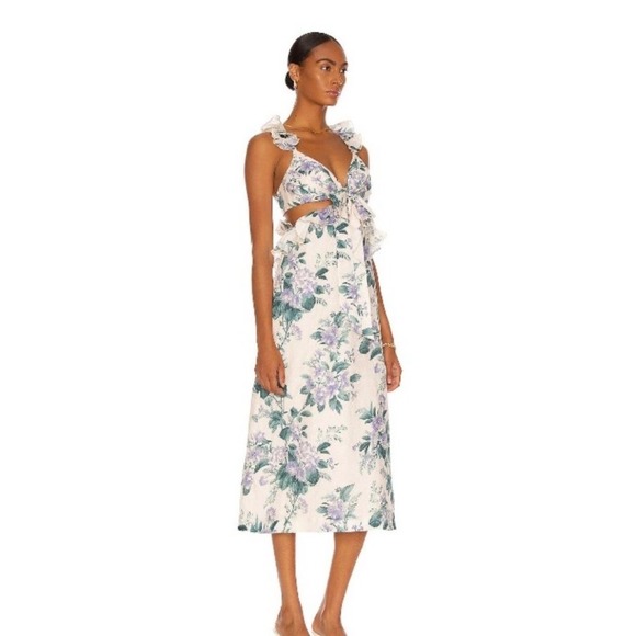 Zimmermann Cassia Hydrangea Linen Midi Dress US 4 | Resort Luxury🌸🌸 - Picture 4 of 10